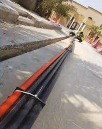Fiber optic cable laid along the excavated route