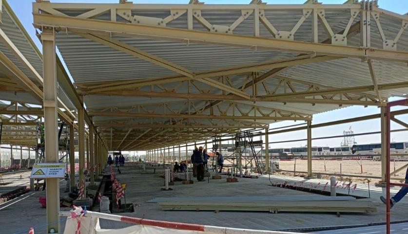 Pack-4 primary steel framing mid-erection