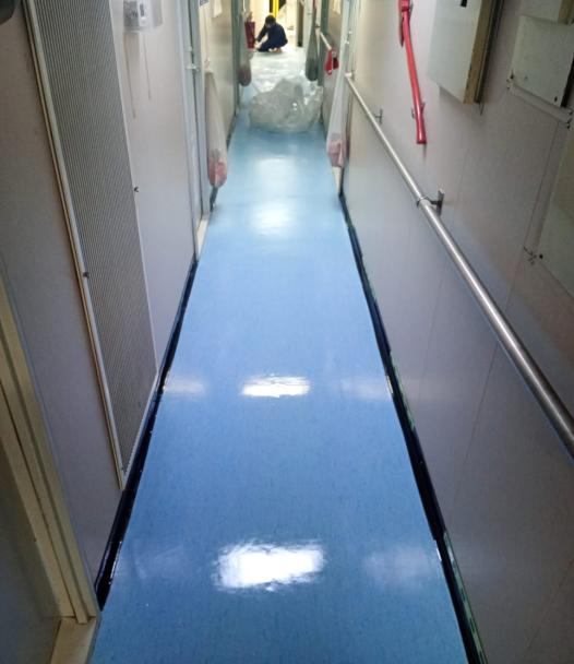 New vinyl flooring along the corridor