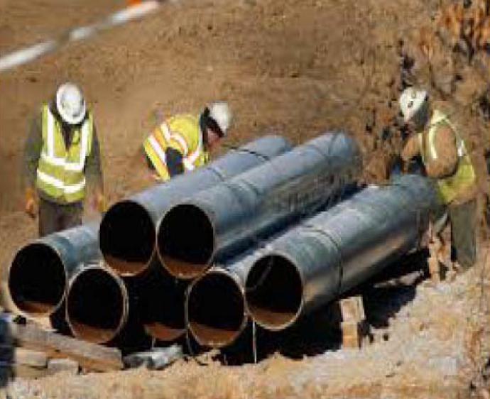 Pipe sections ready for installation