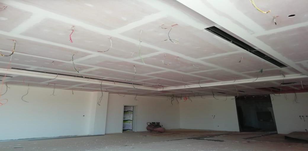 Exposed ceiling ductwork and framing