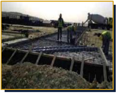 Reinforced concrete pour in progress