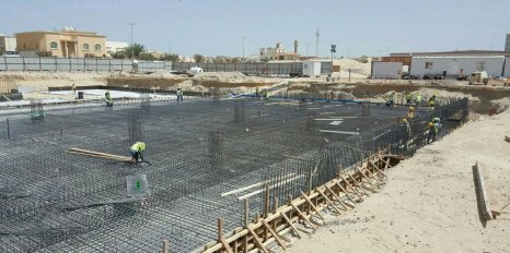 Reinforced slab works ahead of the structural pour