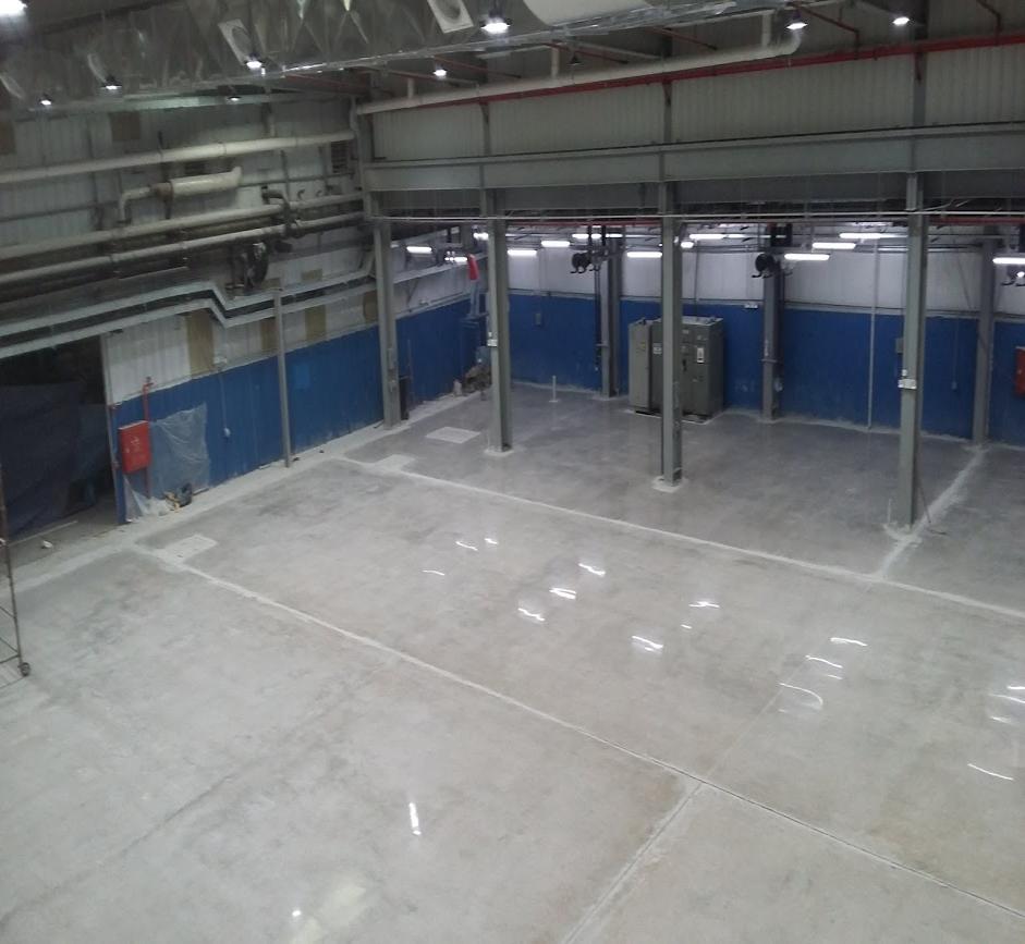 New warehouse floor ready for machinery install